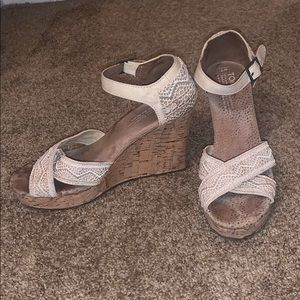TOMS Lace and Cork Wedges